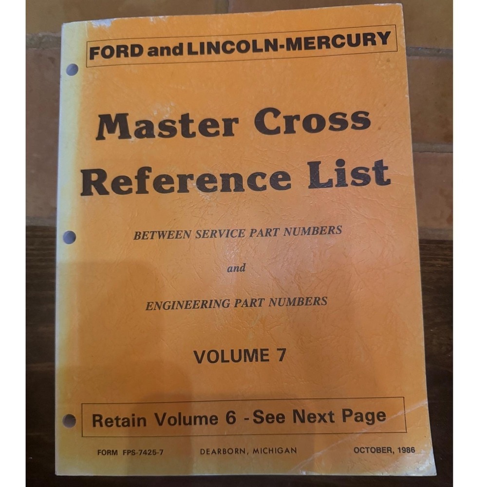 1986 Ford Lincoln Mercury Master Cross Reference List Vol 7 Part Numbers Manual